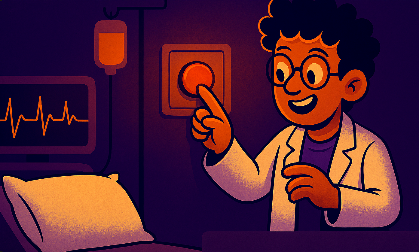 Illustration of a hospital room dashboard and call light